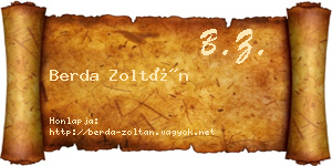 Berda Zoltán névjegykártya